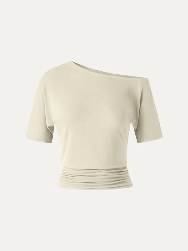 OGLmove CoolTouch Relaxed Short Sleeve Ruched Top Pale Yellow XS