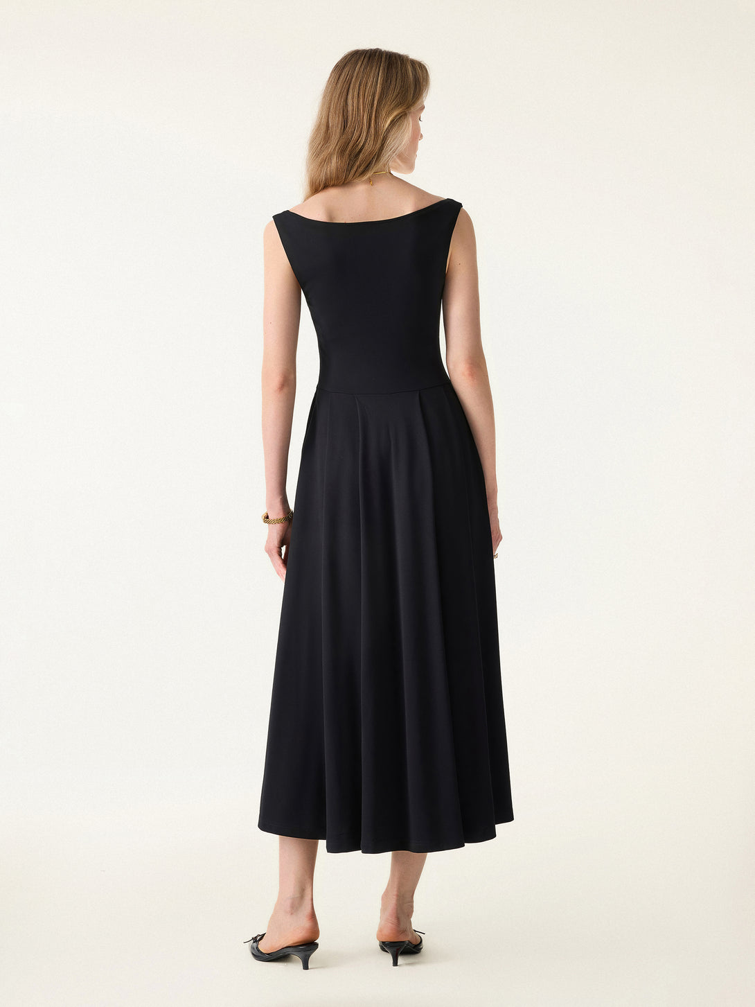 Balletic Scoop Neck Midi Brami Dress with Pockets