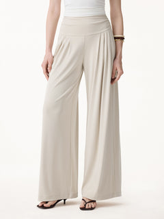 OGLmove Sandwashed Super Flowy Tucked Palazzo Pant with Pockets Regular Morning Mist