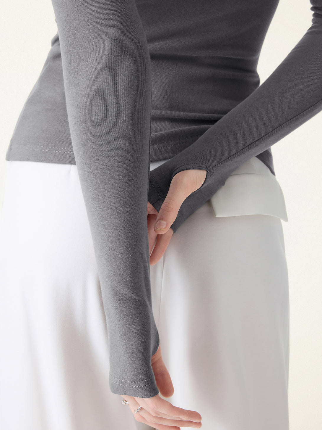 ProWarm Ruched Boatneck Long Sleeve Brami with Thumbholes