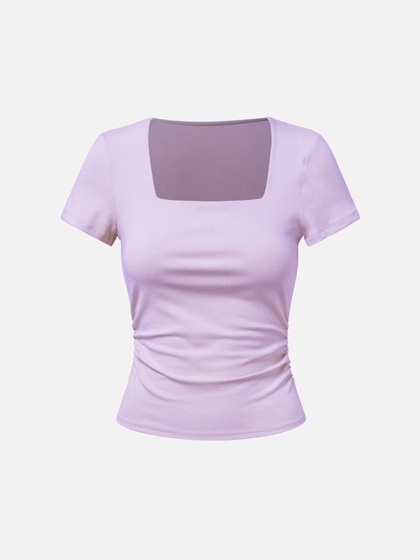 Plantive™ Ruched Side Square Neck Tee