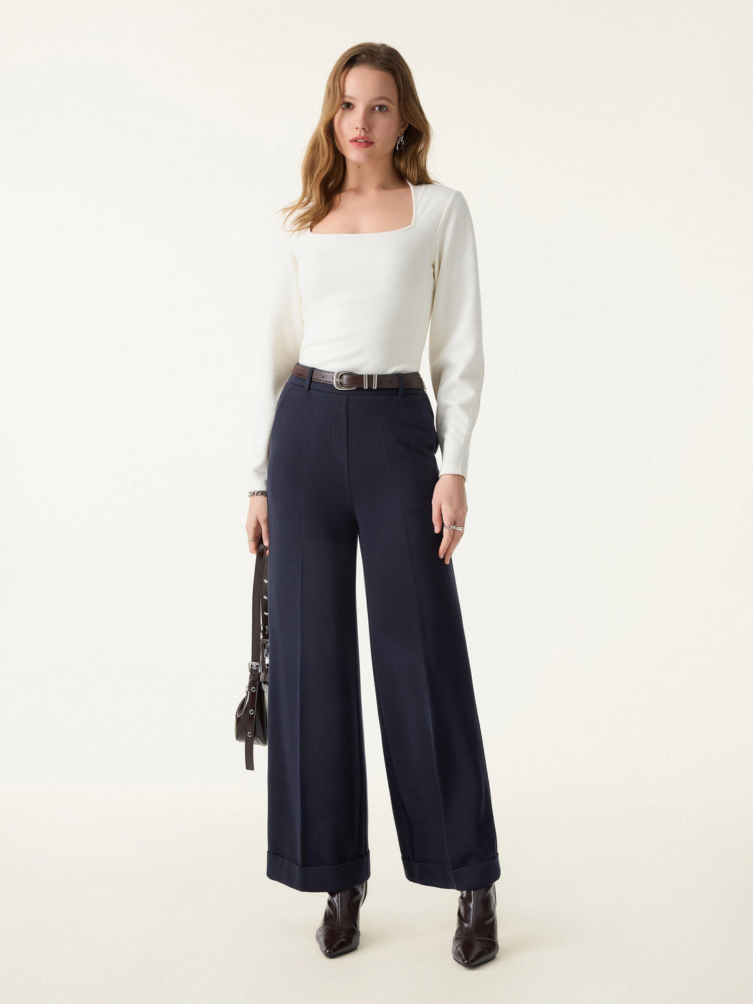 Cozy Warm High Rise Kickout Pull-on Pants with Pockets Regular Universe Navy