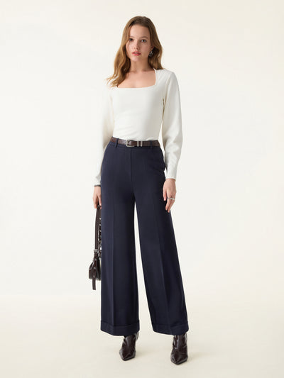 Cozy Warm High Rise Kickout Pull-on Pants with Pockets Regular Universe Navy