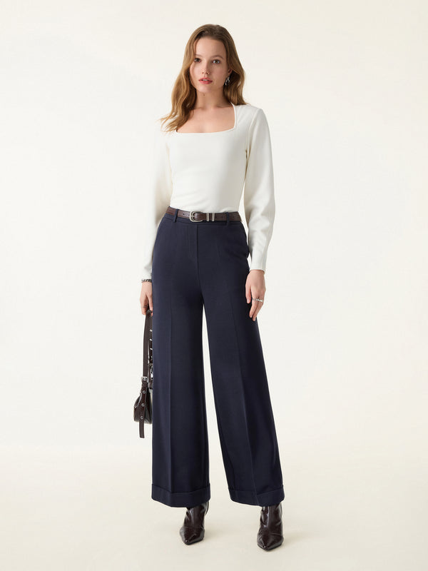 Cozy Warm High Rise Kickout Pull-on Pants with Pockets