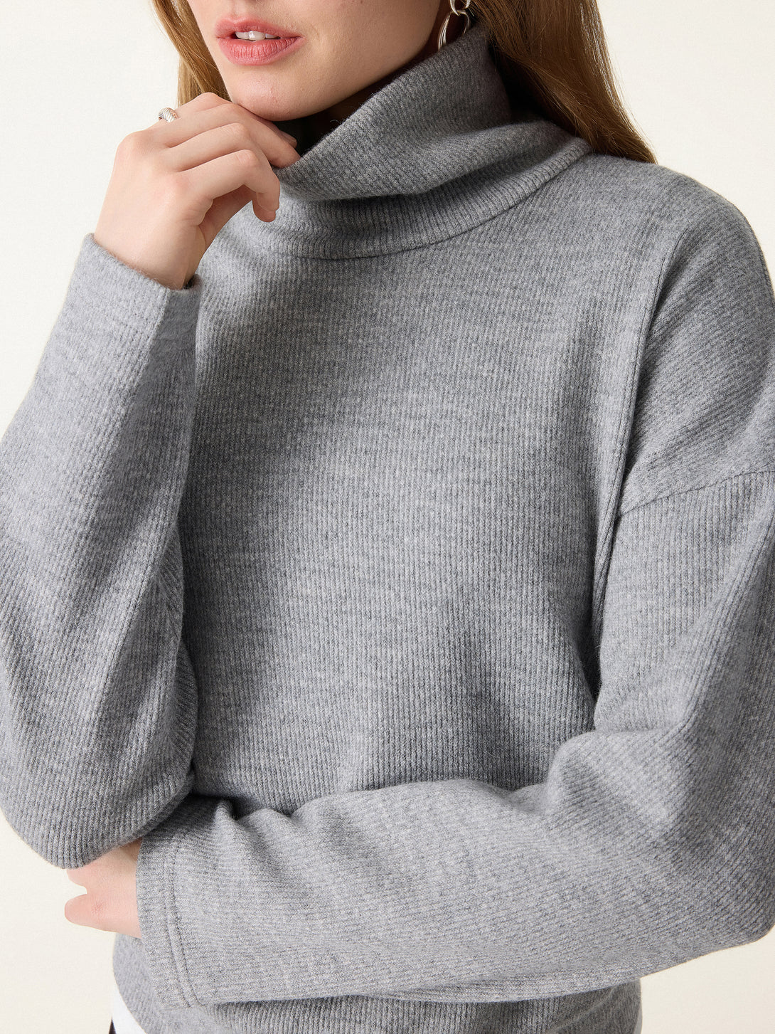 Turtleneck Relaxed Fit Long Sleeve Top