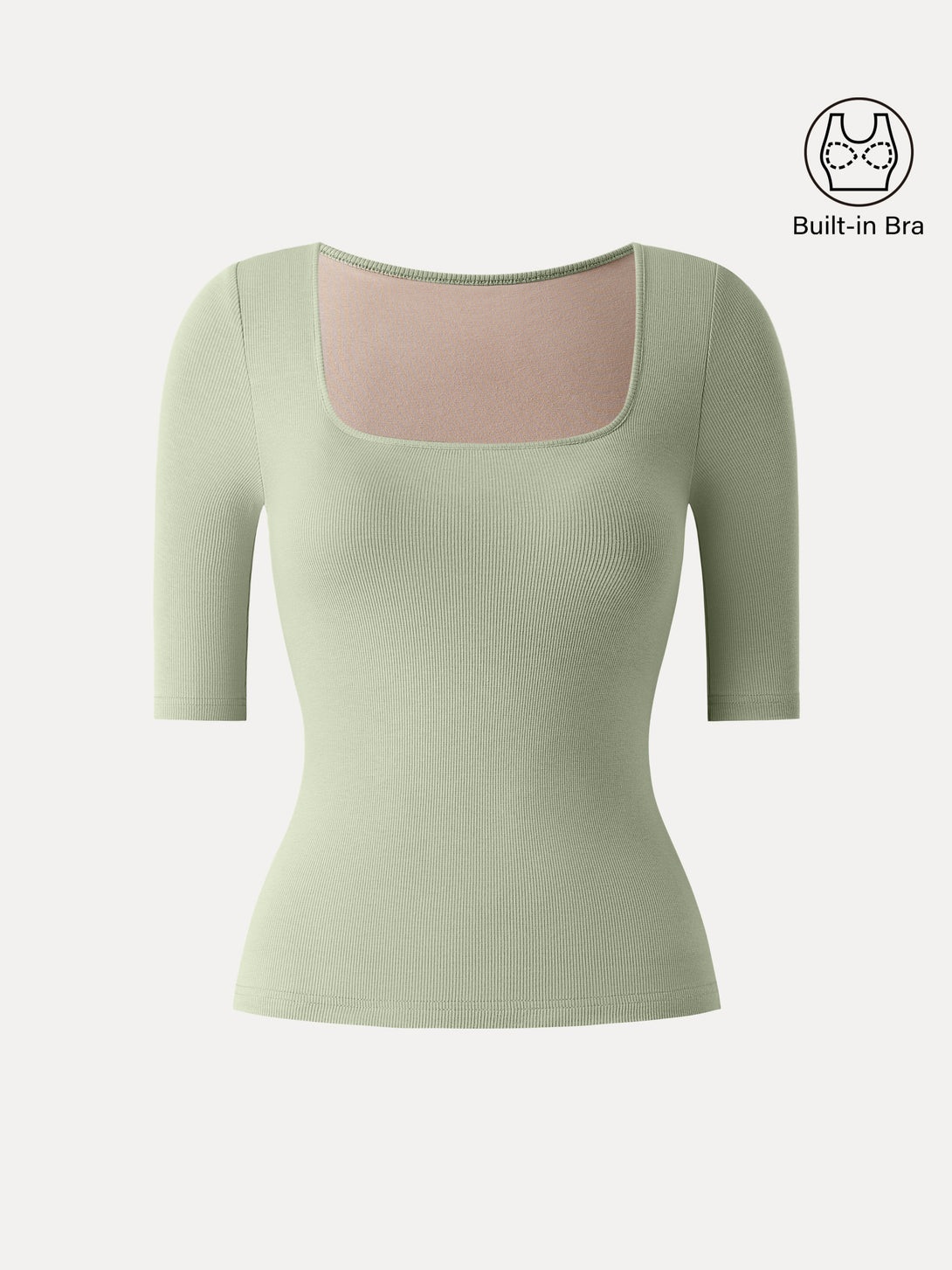 Essential Stretch Cotton Square Neck Elbow Length Sleeve Brami Limechino XS