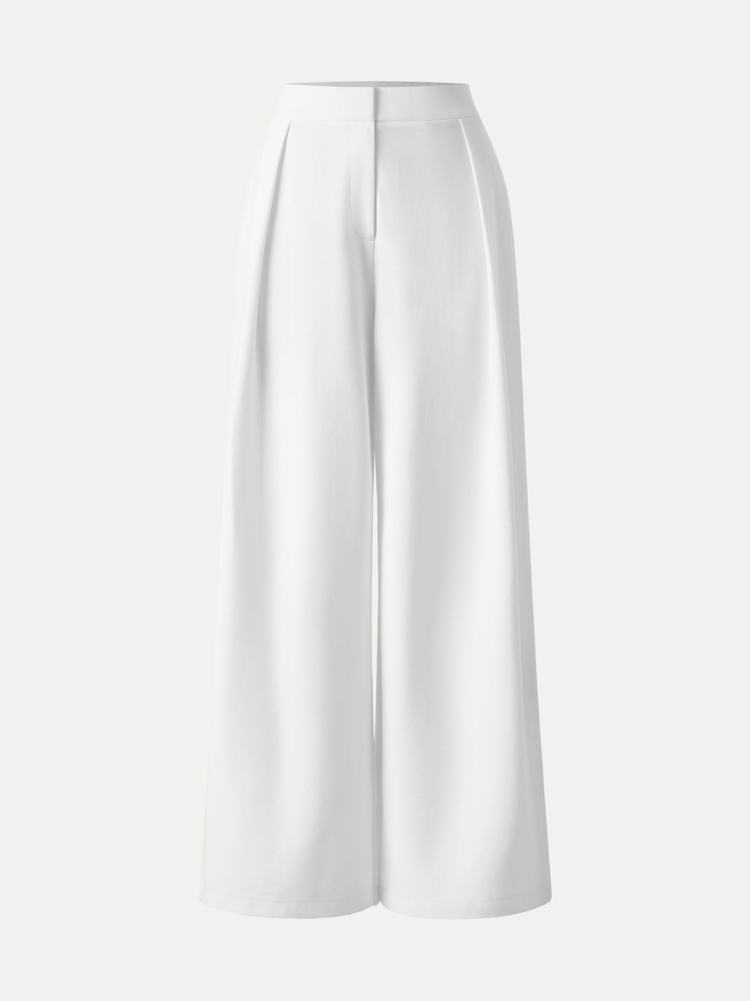 Non-sheer Airy Mid Rise Pleated Airy Trouser with Pockets