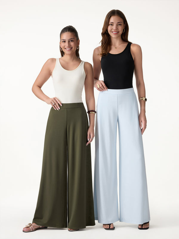 OGLmove CoolTouch Ponte Mid Rise Wide Leg Pants with Pockets