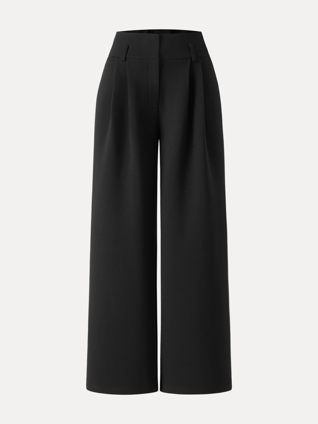 Cozy Warm High Rise Wide Leg Trousers with Pockets Regular Black