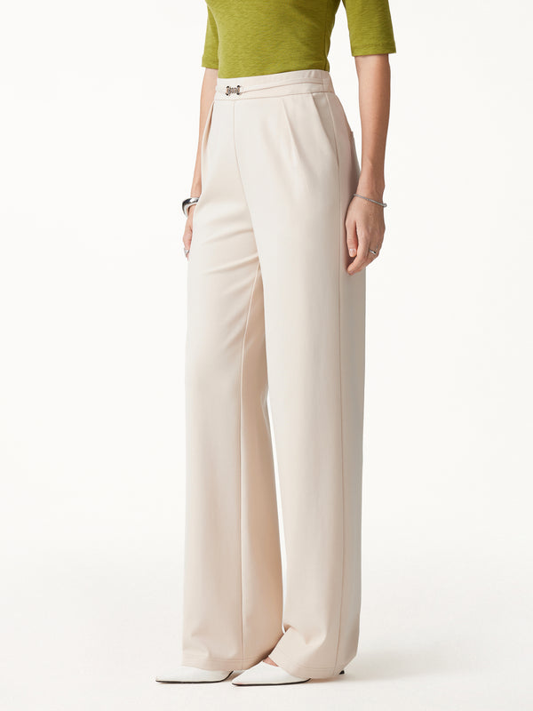OGLmove Ponte High-Rise Wide-Leg Pants with Pockets Regular Fog Beige