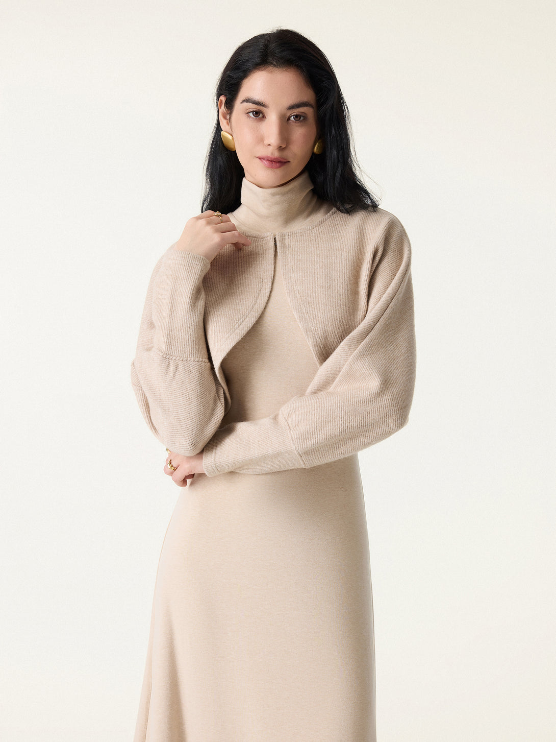 ProWarm Turtleneck Sleeveless Brami Dress with Cardigan