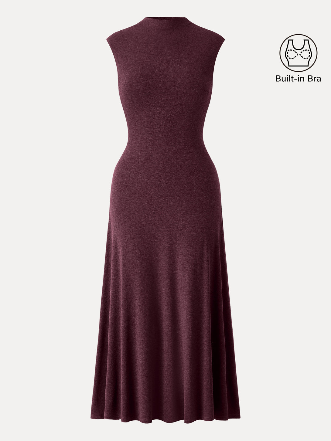 Light Warm Mockneck Wide Shoulder Midi Brami Dress