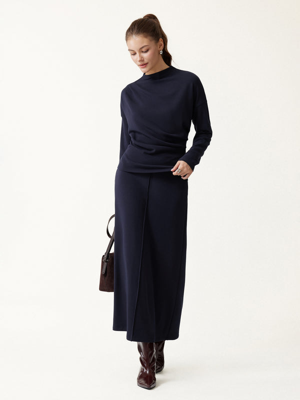 OGLmove Prowarm Mid-Rise Pintuck A-Line Midi Skirt