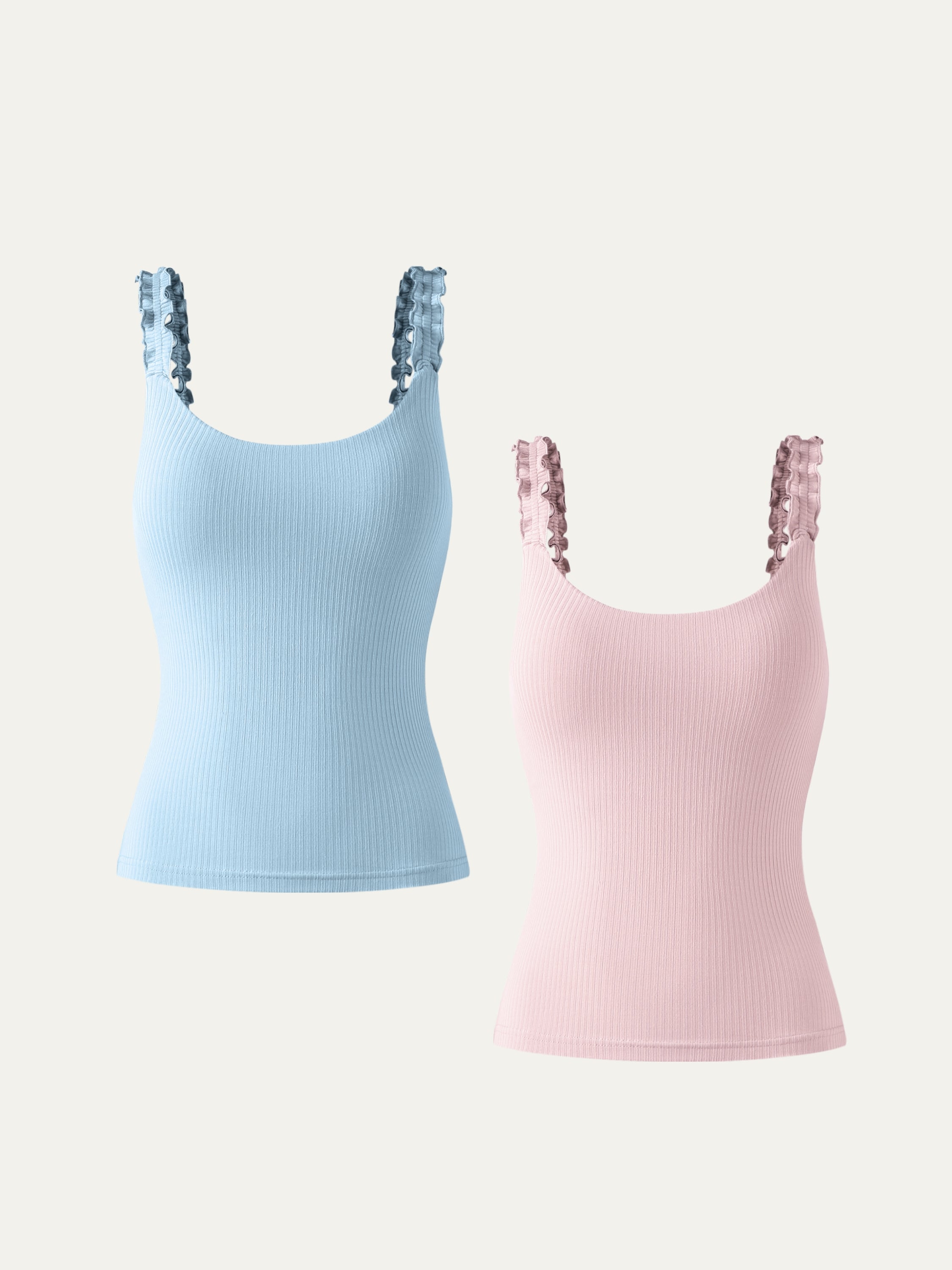 Plantive® Elf Brami Tank 2Pcs Set - Powder Pink/Baby Blue