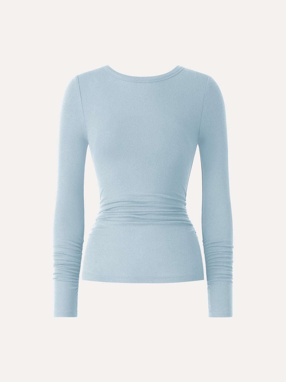 Lyocell Cashmere Ruched Sleeve Skimming Top Salt Blue XS