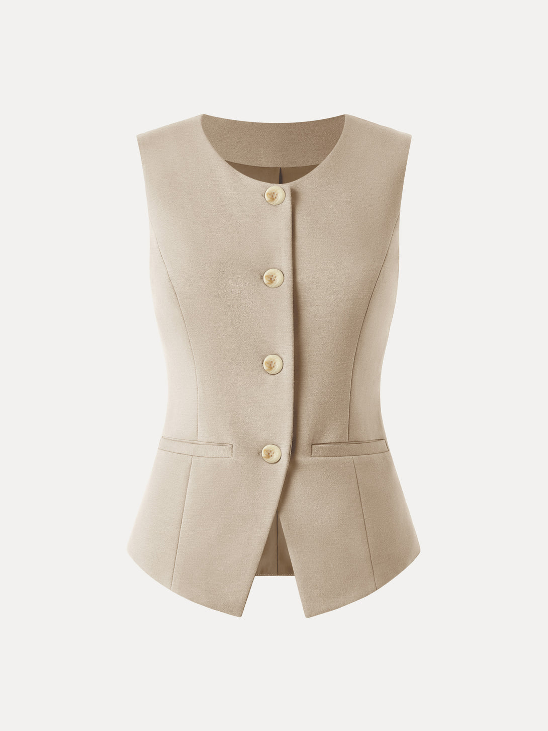 Office Staple Waistcoat with Pockets Sand Tan XS