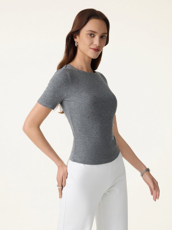 OGLmove Ribbed Texture Cropped Bra Tee