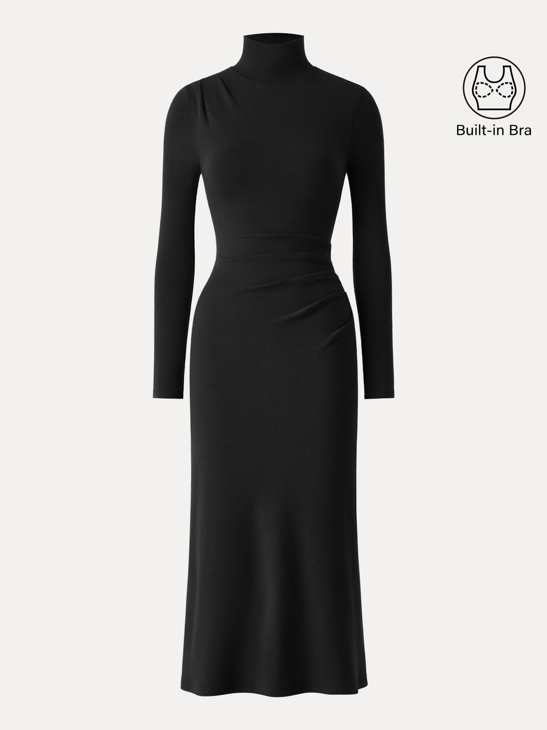 ProWarm Turtleneck Tucked Midi Brami Dress Black XS
