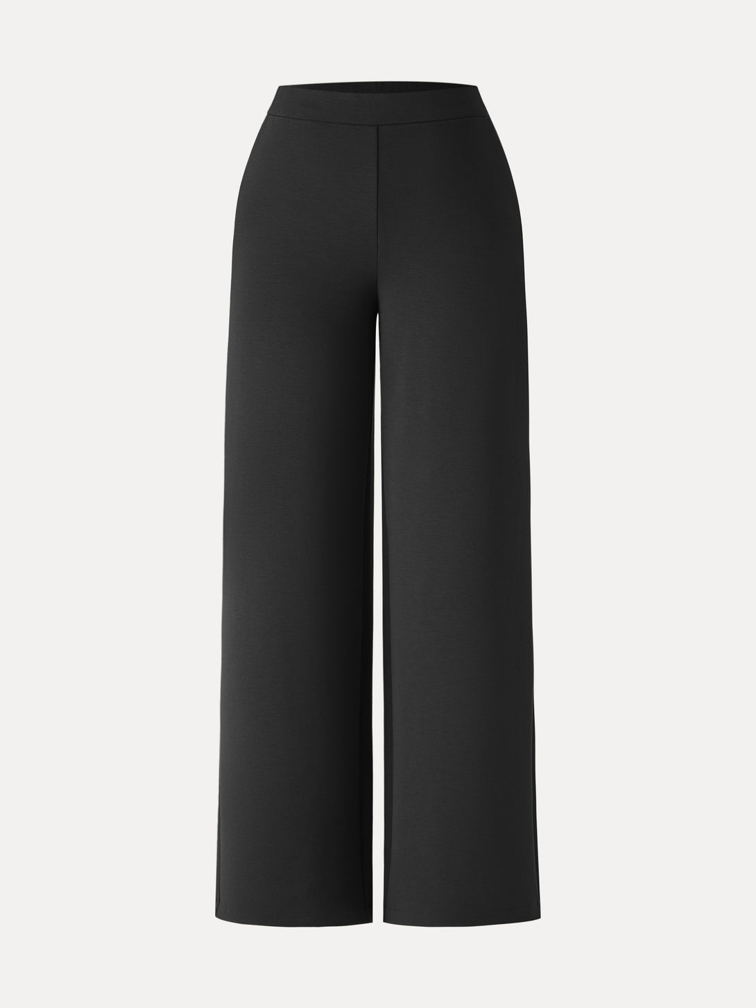 Brushed Stretch High Rise Slim Straight Pull-on Pants with Pockets Regular Black