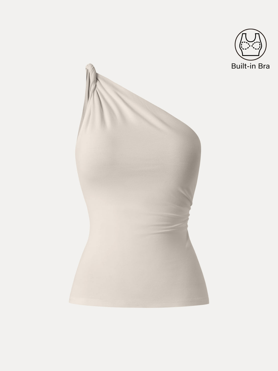 Beige Tonal Co-ord Capsule One Shoulder Twisted Tank XS