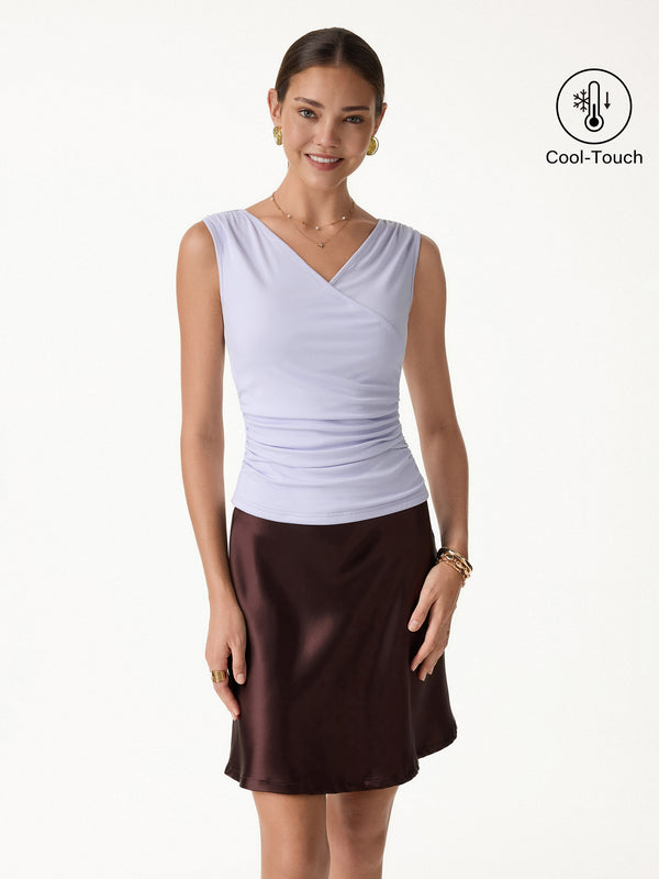 OGLmove CoolTouch Surplice Neck Gathered Waist Top