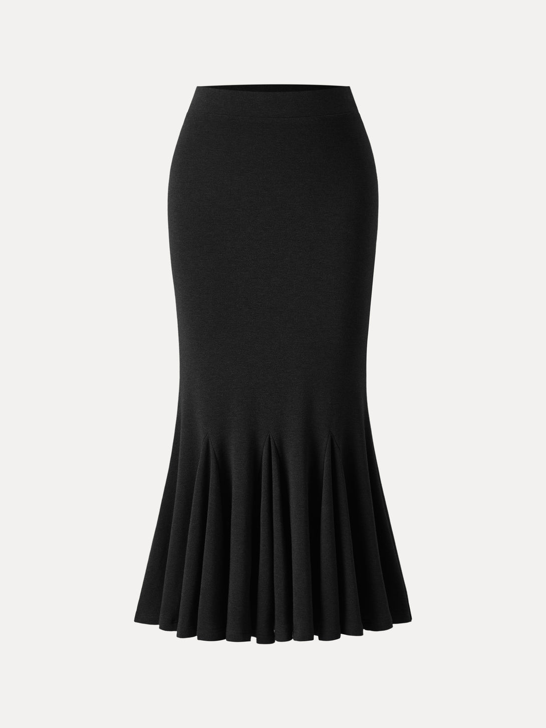 Brushed Inside Mermaid Flare Pull-On Midi Skirt Black XS
