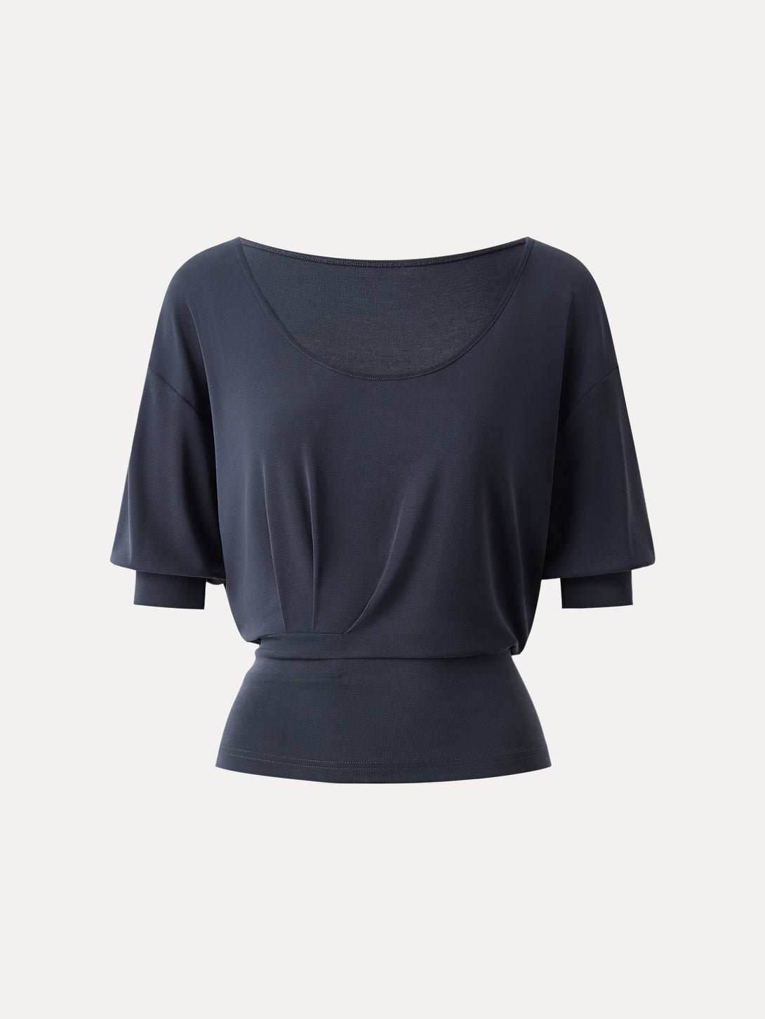 Scoop Neck Short Sleeve Tucked Tee