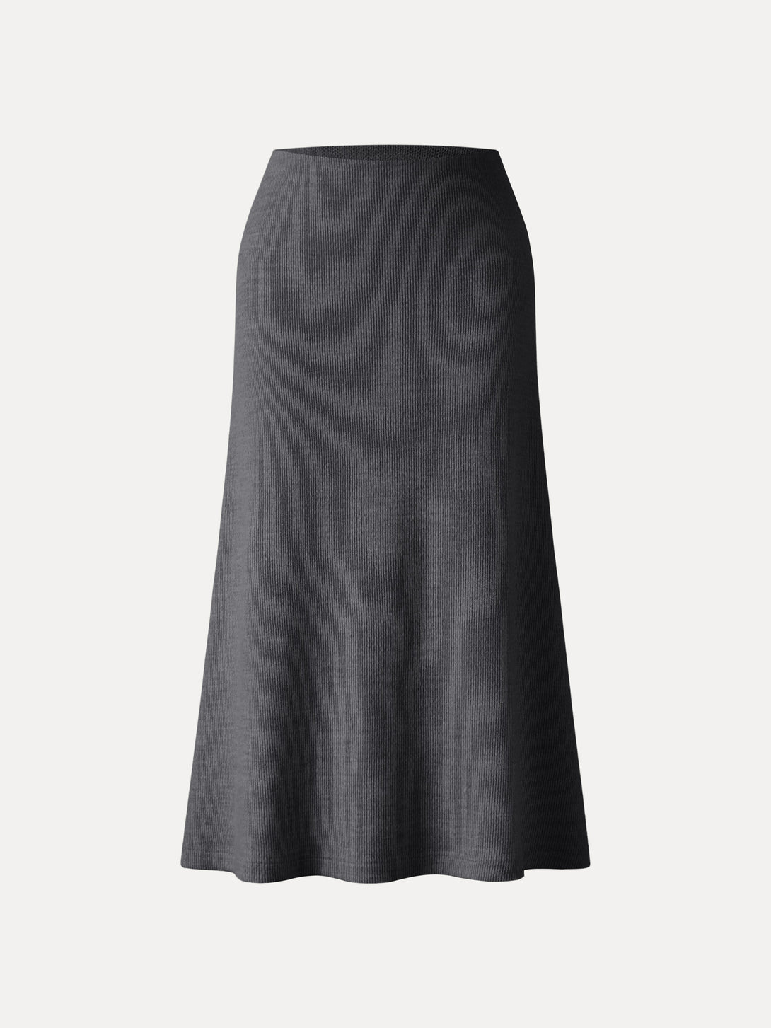 Invisible Slimming Waistband Ribbed Midi Pull-on Skirt Heather Black XS