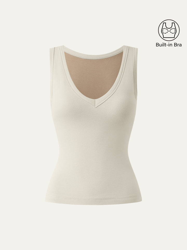 V-neck Cotton New Airy Brami Tank Lime Ivory XS