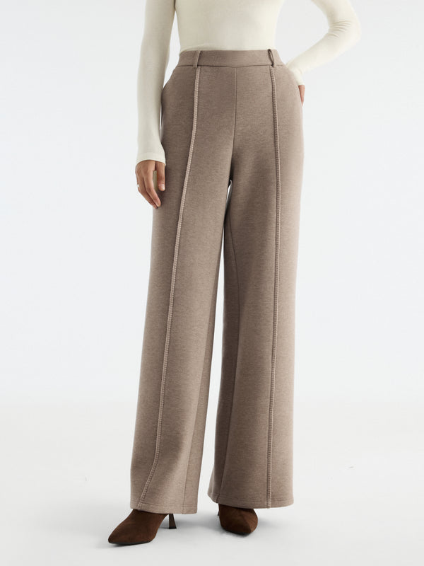 OGLmove FuzzLuxe Mid-Rise Wide-Leg Pants with Pockets Regular Heather Tapestry