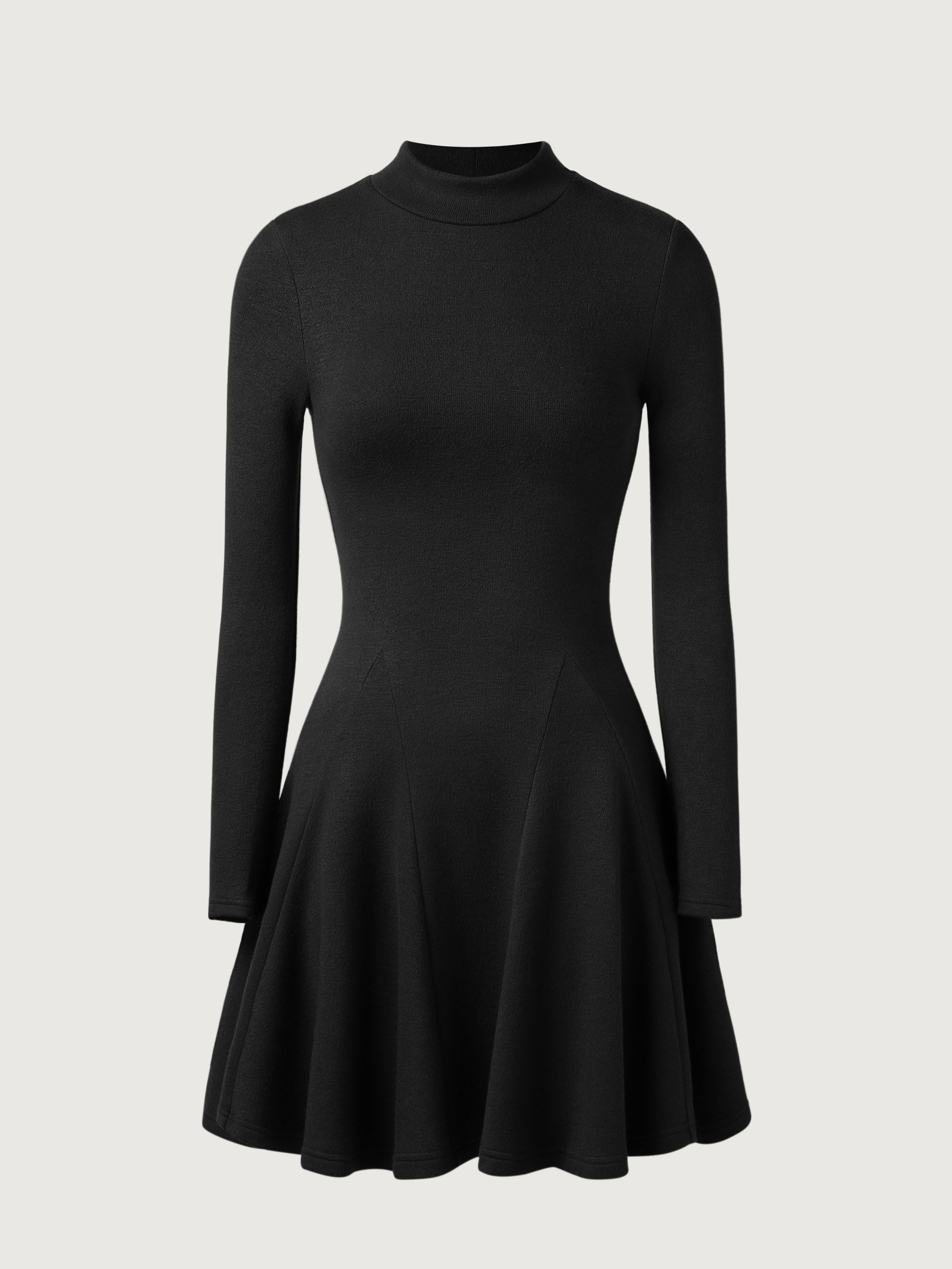 Cashsoft Mockneck Flounce Dress - Black