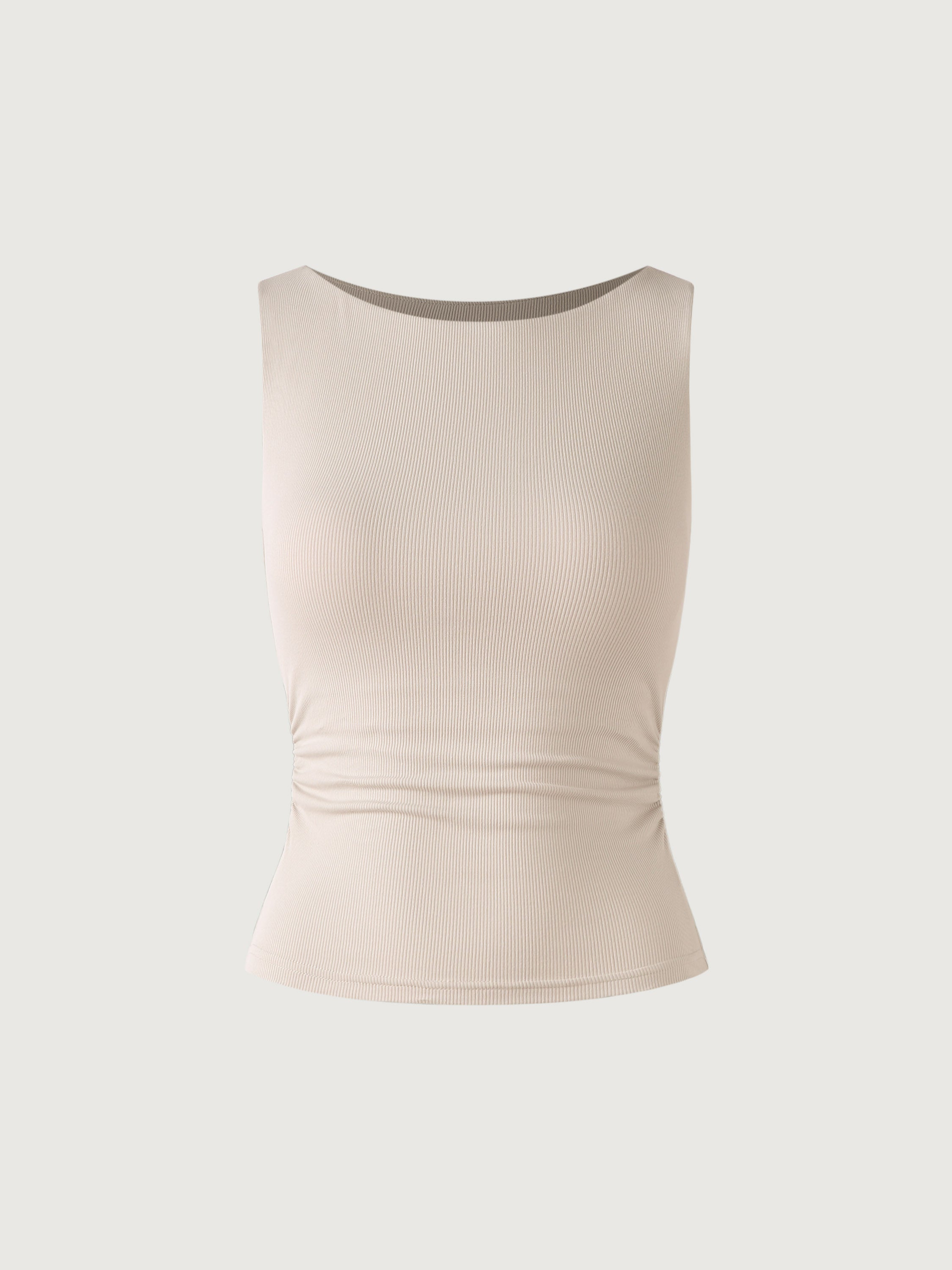 Eco-SkinKiss® Ruched Sides Boatneck Brami - Concrete