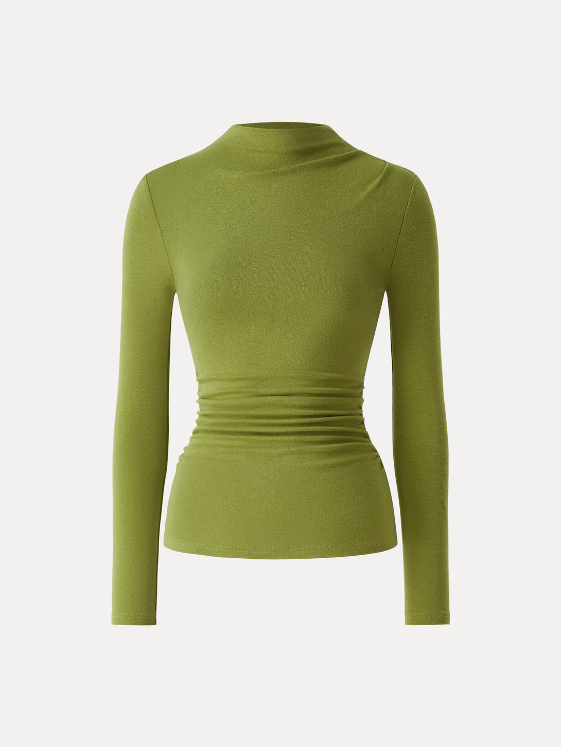 Mockeneck Ruched Long Sleeve Top