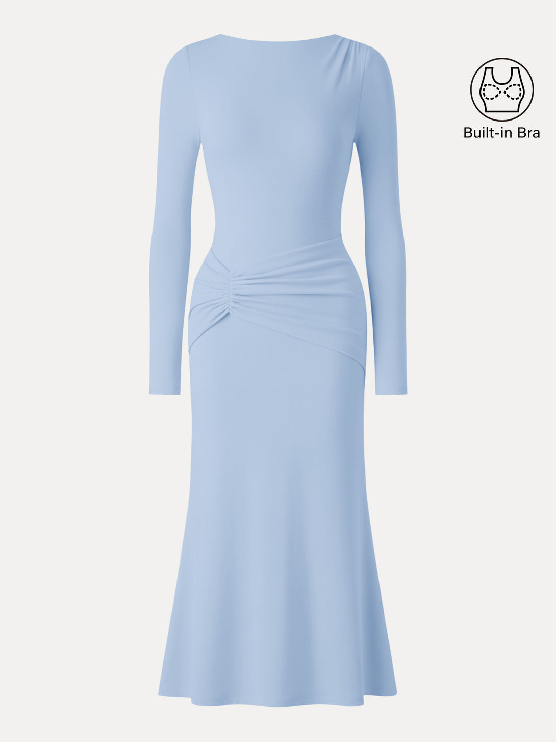 ProWarm Boatneck Gathered Waist Midi Brami Dress Arctic XS