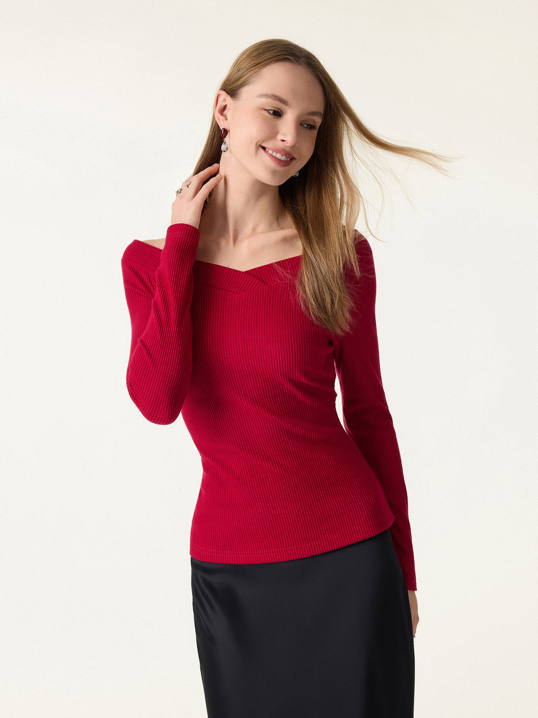 Non-Slip Ribbed Wide V-Neck Brami Top