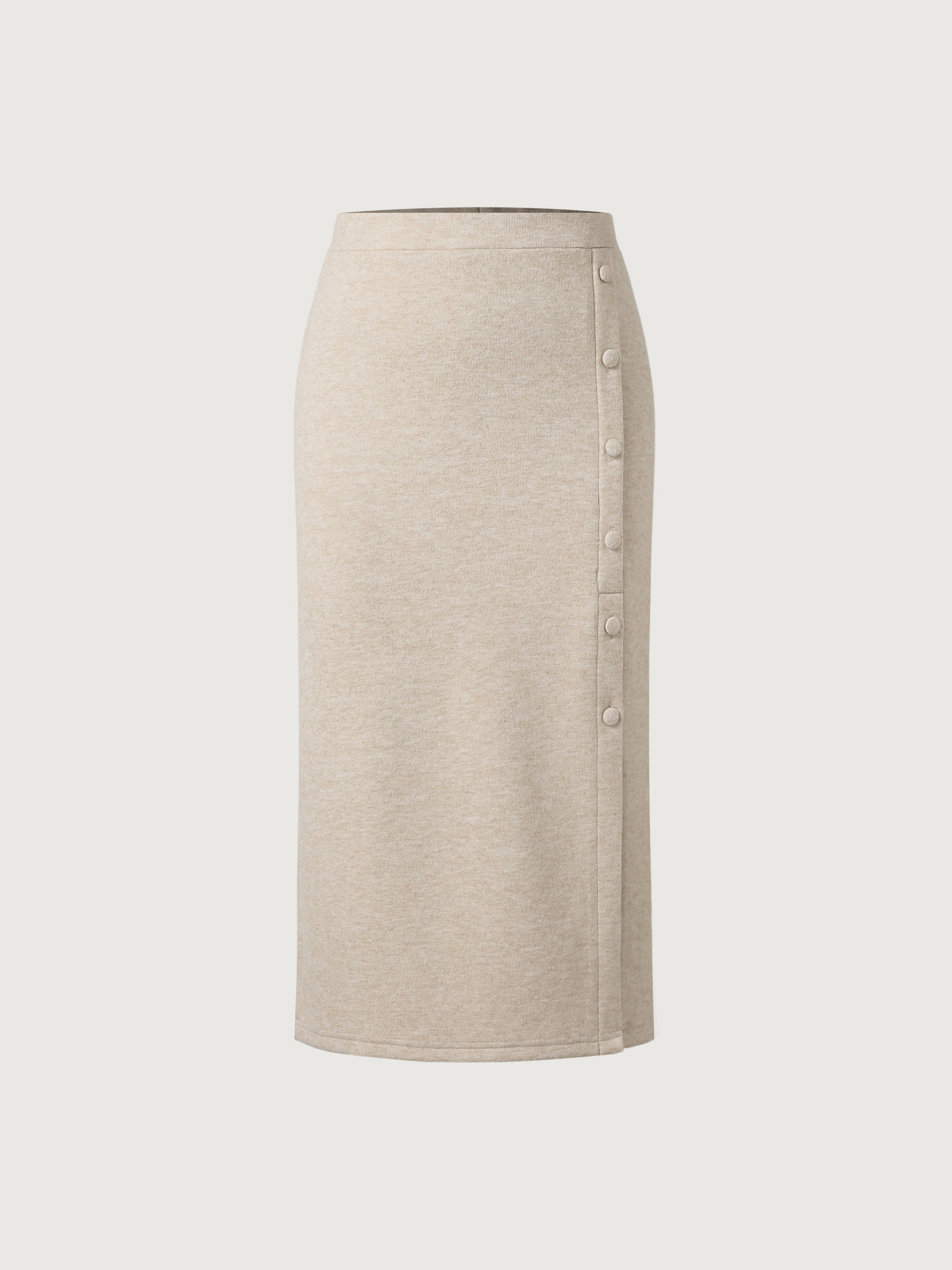 CashSoft Button Placket Midi Skirt - Morning Mist