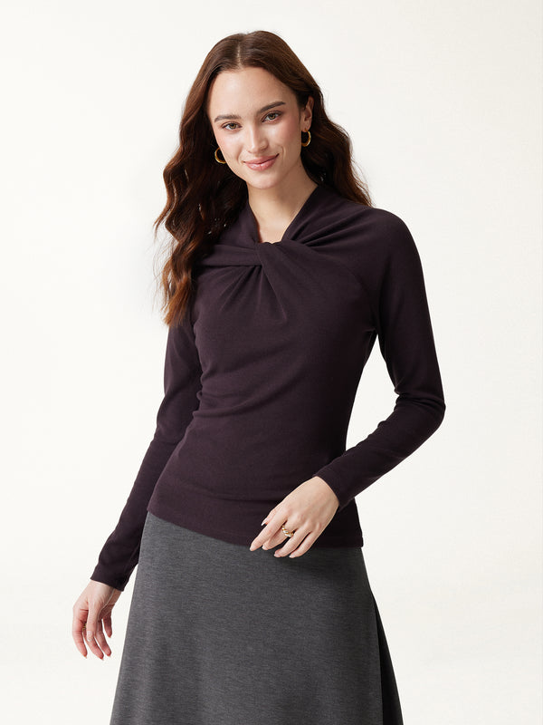 OGLmove LiteWarm Twisted V-Neck Long Sleeve Top Purple Gloam XXS
