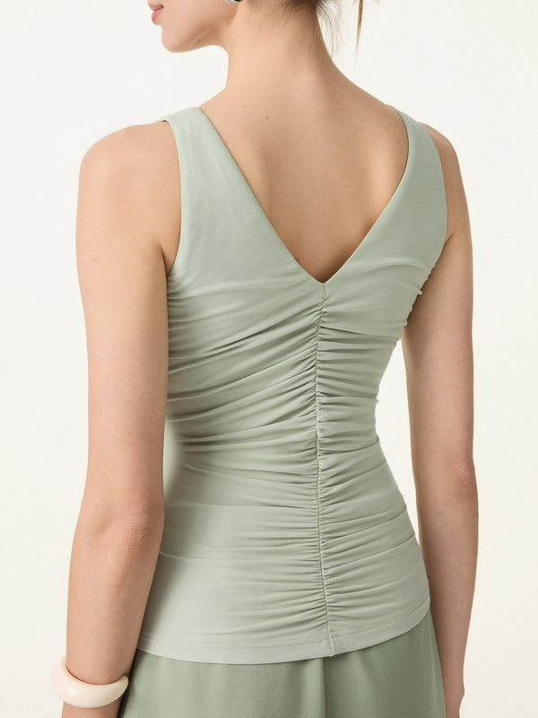 SkinKiss V-neck Ruched Summer Bra Tank