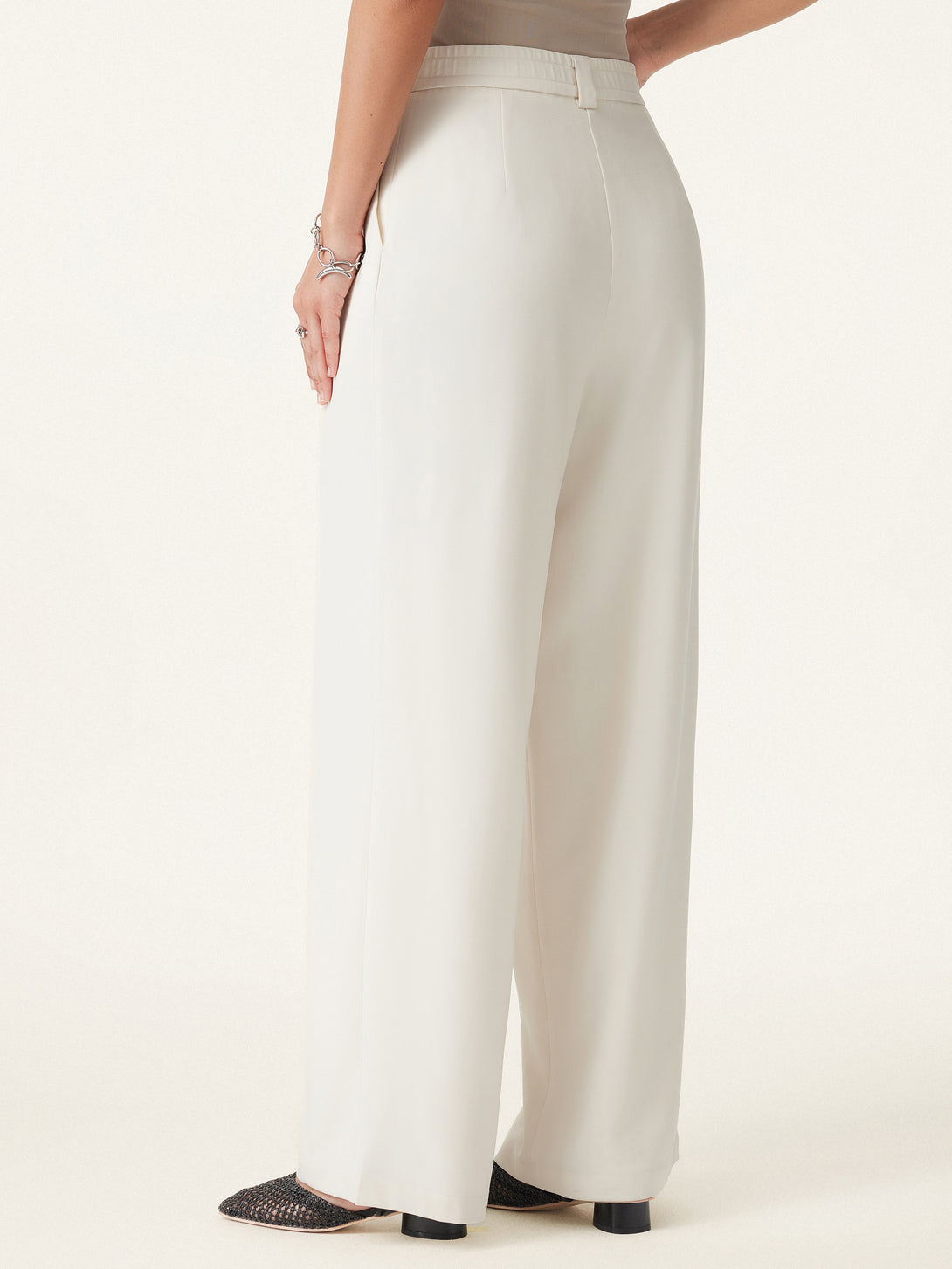 Tencel-Linen Pants Wrinkle-Free Tucked Wide Leg Trouser