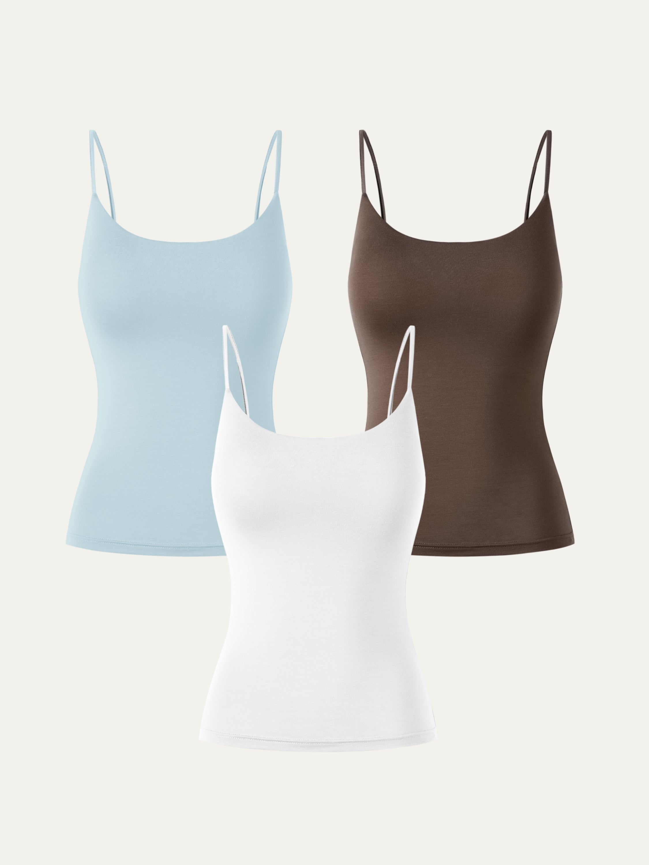 Lenzing Tencel Cami 3Pcs Set - White/Black/Chocolate Brown