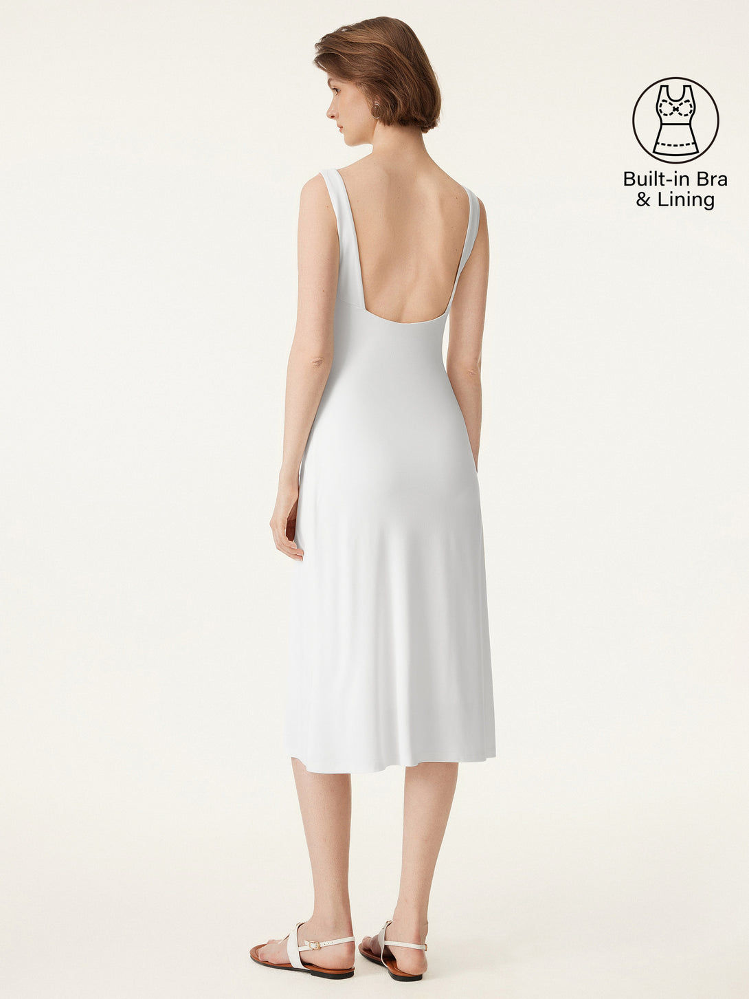 Classy Boatneck Open Back Bandless Midi Brami Dress