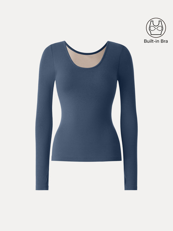 Lyocell Cashmere Scoop Neck Thumbhole Brami Ink Blue XS