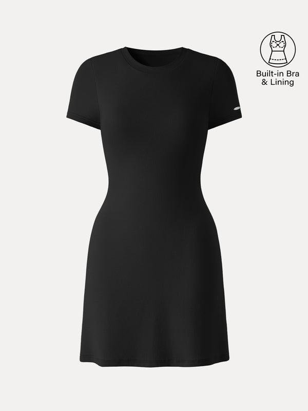 OGLmove Back Smoothing Everyday Cotton Short Sleeve Mini Bra Dress