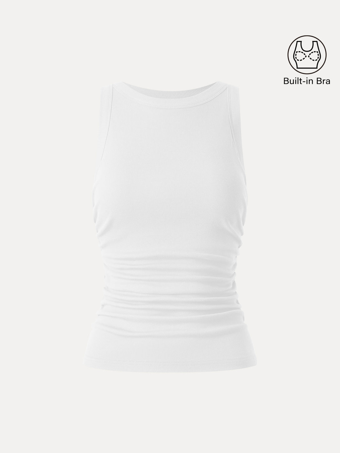 Crewneck Side Ruched Brami Tank White XS