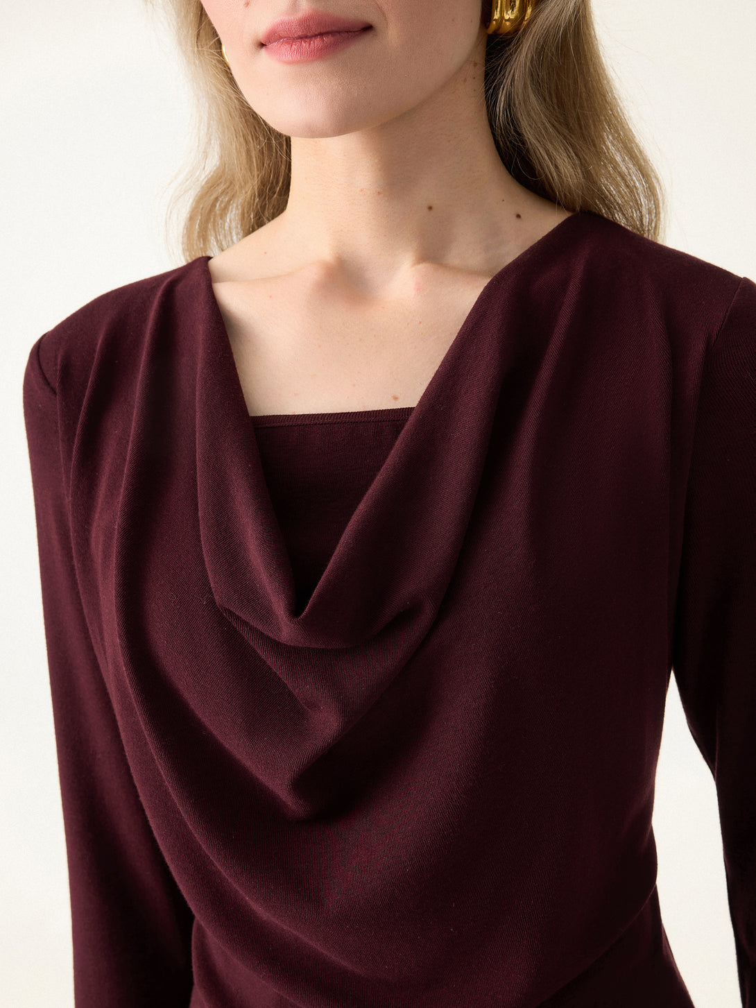 Cowl Neck Built-in Coverage Long Sleeve Brami
