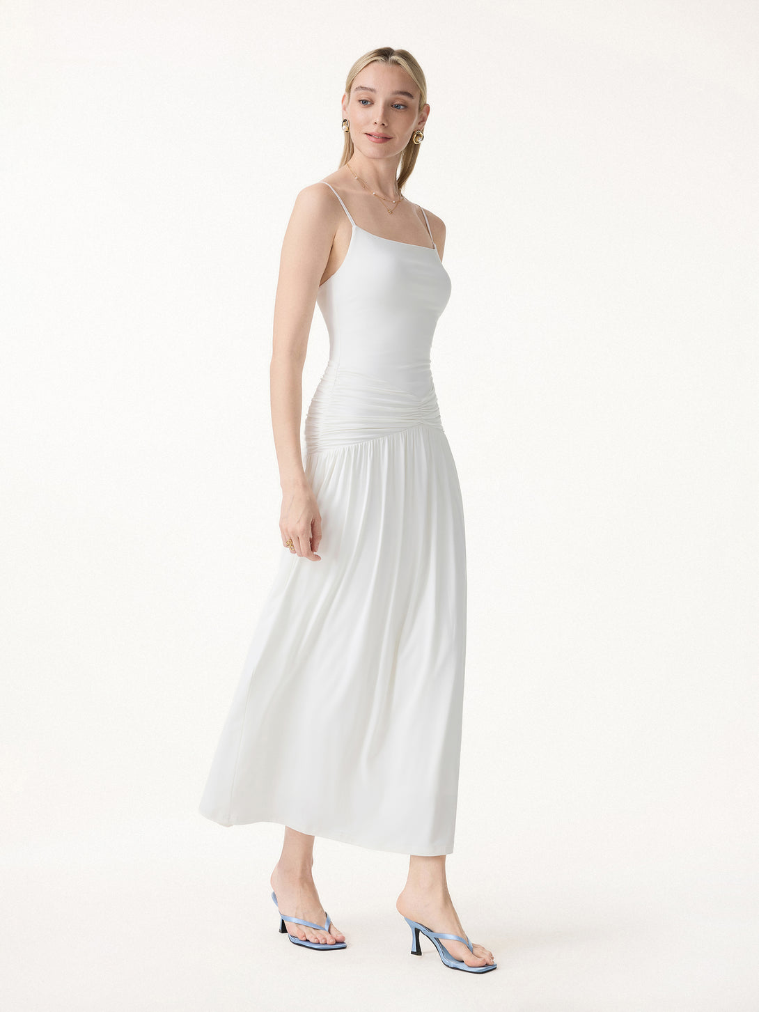 maxi bra dress Women's Square Neck Dress, Sleeveless Fitted Vacation-to-Dinner Sky Glass/L OGLmove sparkly prom dress Textured Mini Dress | the Juliet has an Size:36R