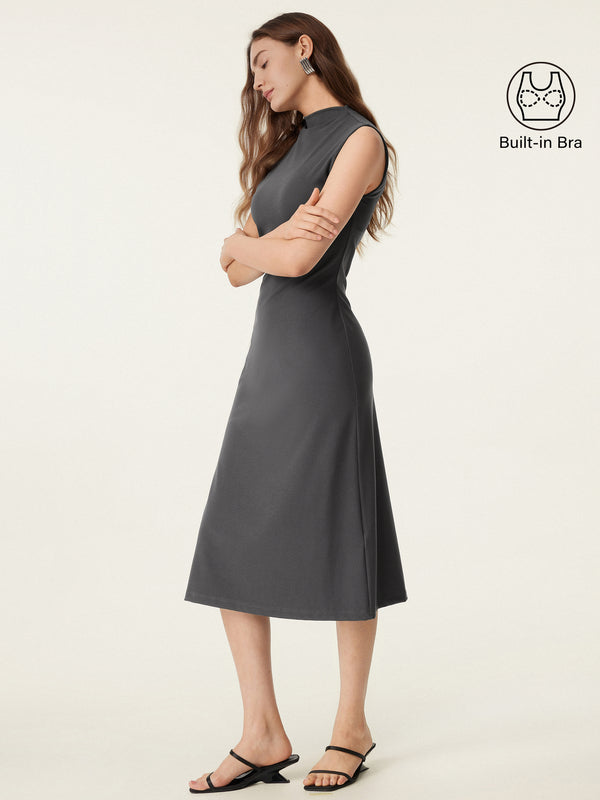 Everyday Mockneck New Airy Brami Midi Dress Light Night Charcoal XS