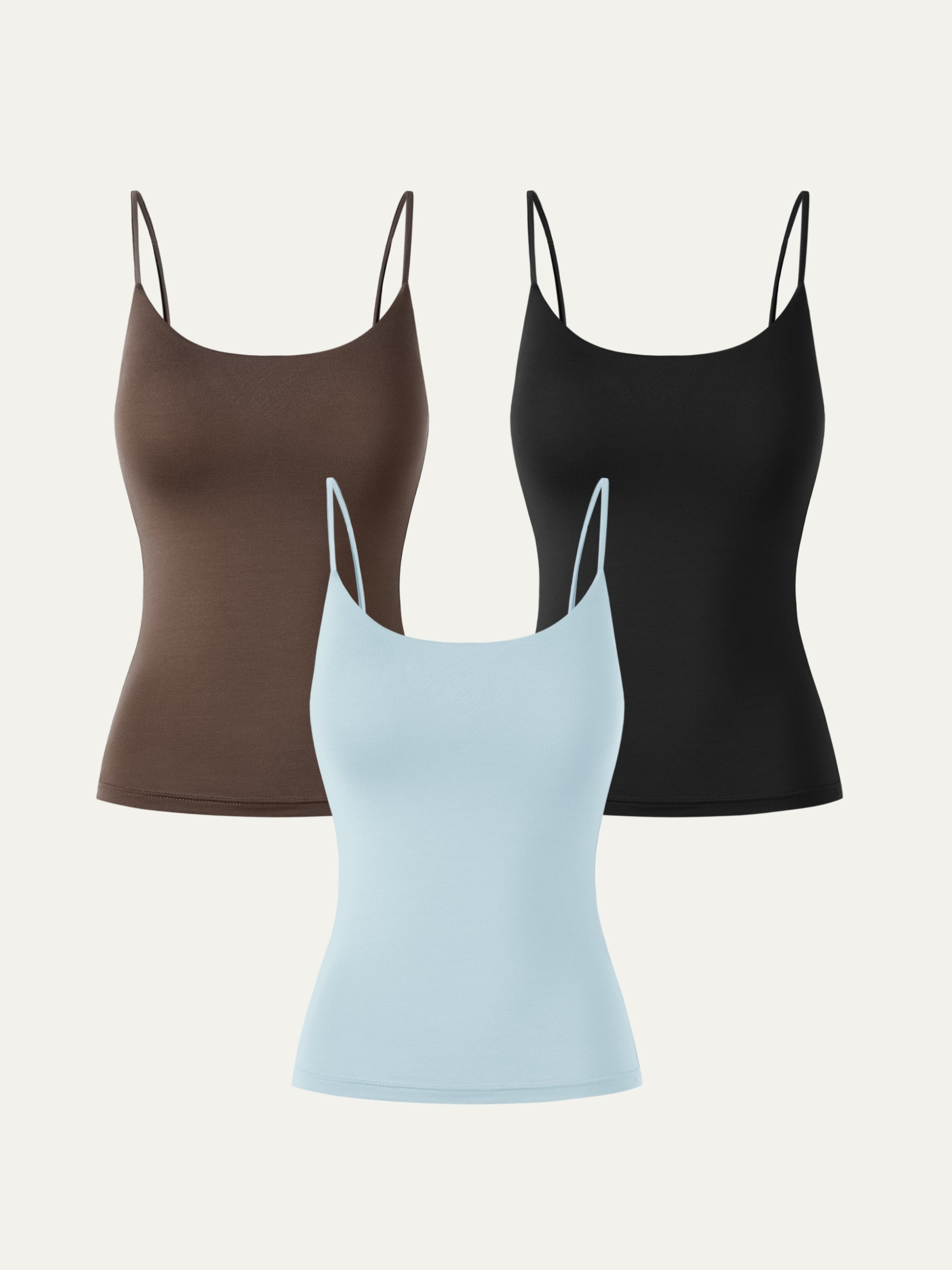 Lenzing Tencel Cami 3Pcs Set - White/Black/Chocolate Brown