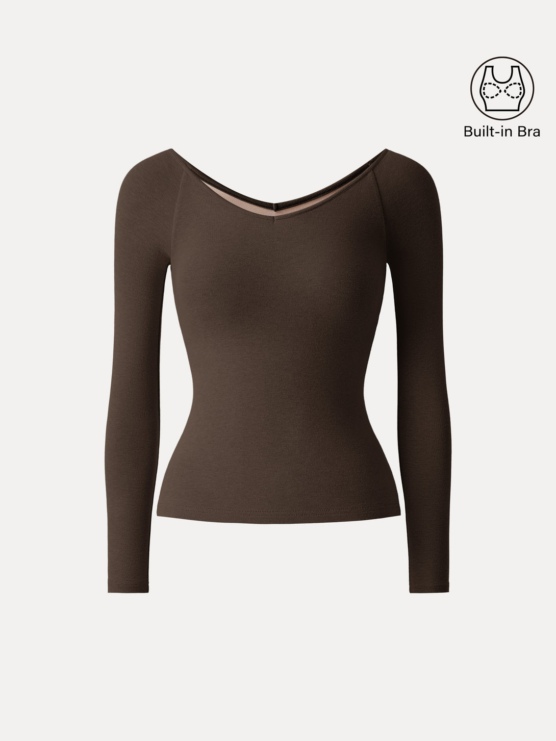 Stretch Cotton V-Neck Long Sleeve Brami Top