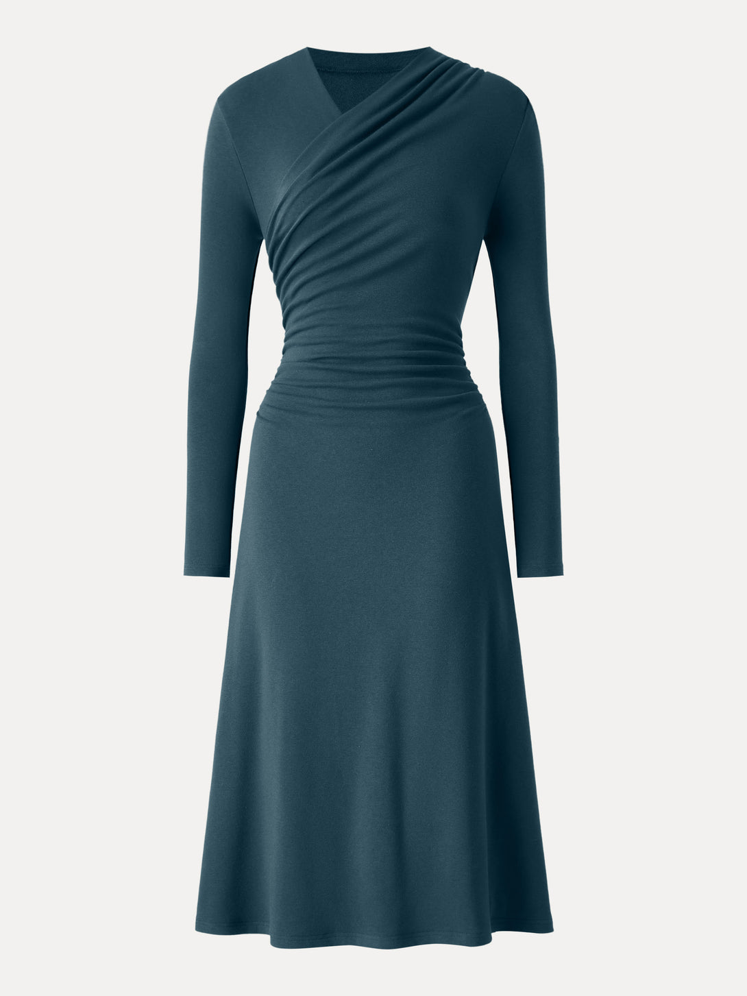 ProWarm Surplice V-neck Ruched Midi Dress